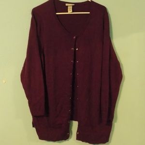 Catherine's 1X Purple Button Down Cardigan